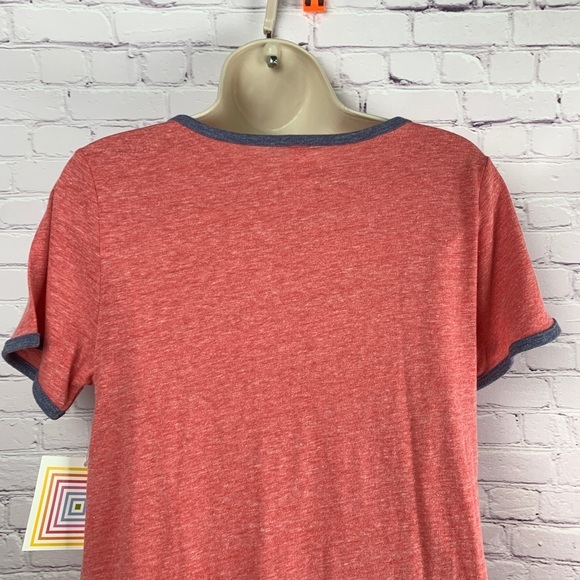 SOFT Red Classic T Blue ringer neck long cut comfy - Picture 5 of 8